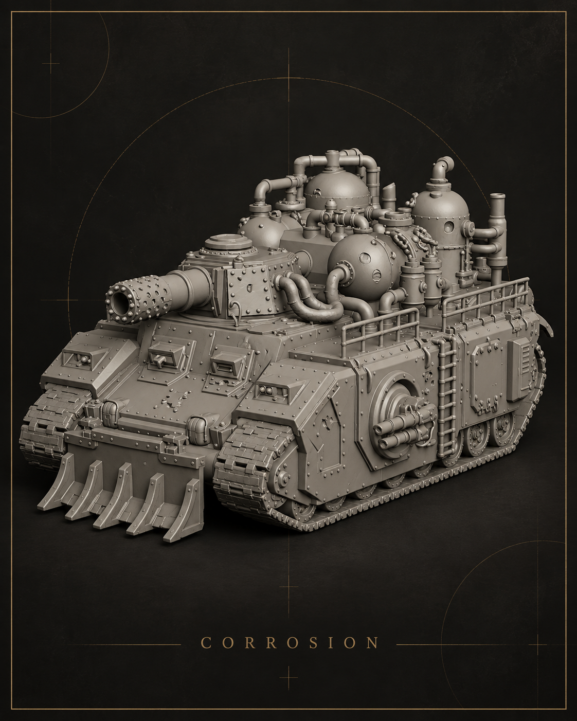 Corrosion industrial 3D wargaming vehicle sculpt by Opus Prime Studio